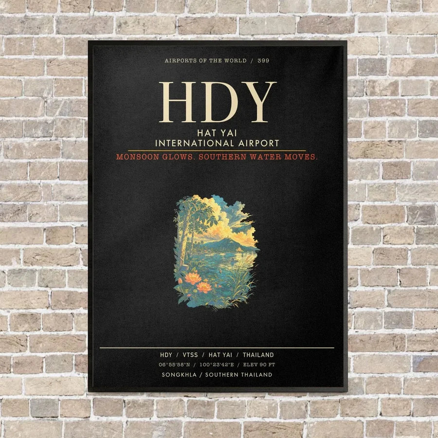 Hat Yai International Airport HDY - Canvas Framed - Black