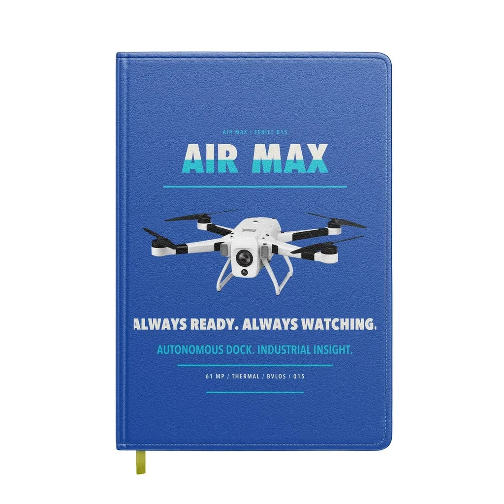 Percepto Air Max design on blue notebook