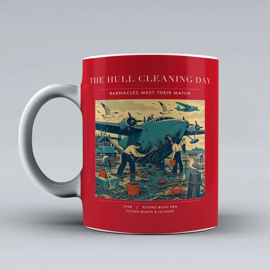 VINTAGE G4273 - The Hull Cleaning Day - Ceramic Mug design on red