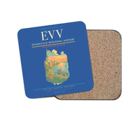 Thumbnail for Evansville Regional Airport (EVV) design on blue 1 piece coaster
