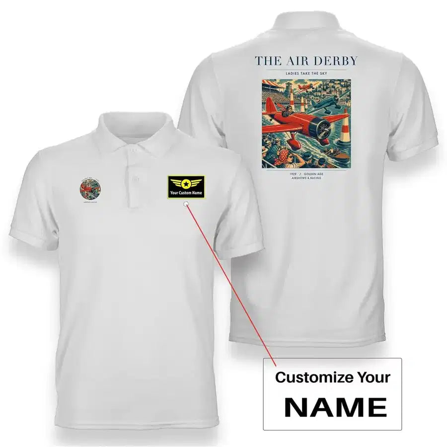 VINTAGE G4025 - The Air Derby - Double-Side Polo T-Shirt design on white+name
