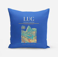 Thumbnail for Lugano Airport (LUG) design on blue pillow