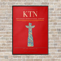 Thumbnail for Ketchikan International Airport KTN vertical canvas print - framed - red background