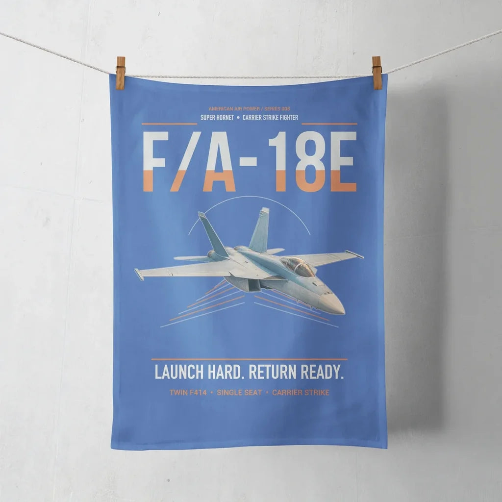 F-A-18E Super Hornet design on blue towel