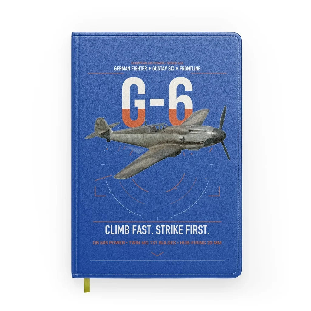 Messerschmitt Bf 109G-6 design on blue notebook