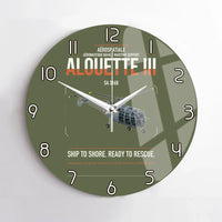Thumbnail for Aérospatiale SA 316B Alouette III design on green army no frame wall clock