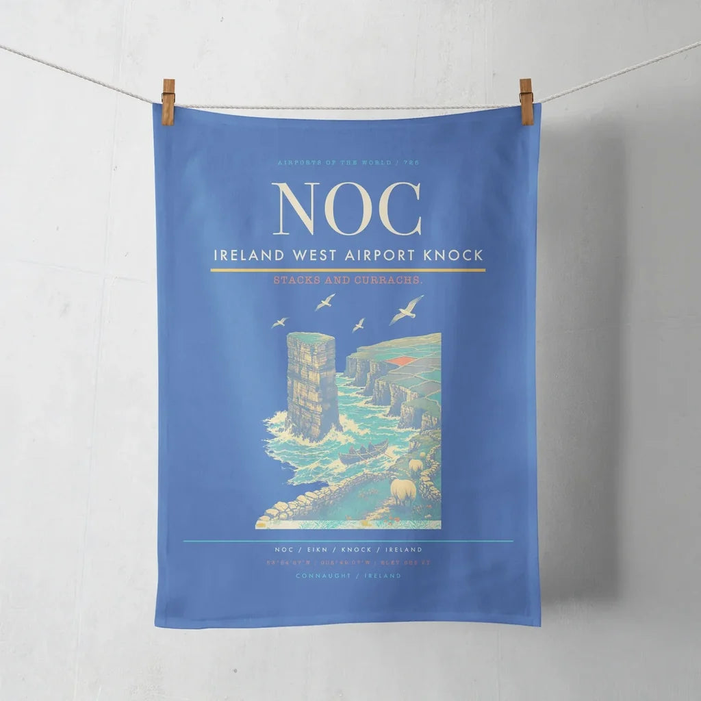 Ireland West Airport Knock (NOC) design on blue towel