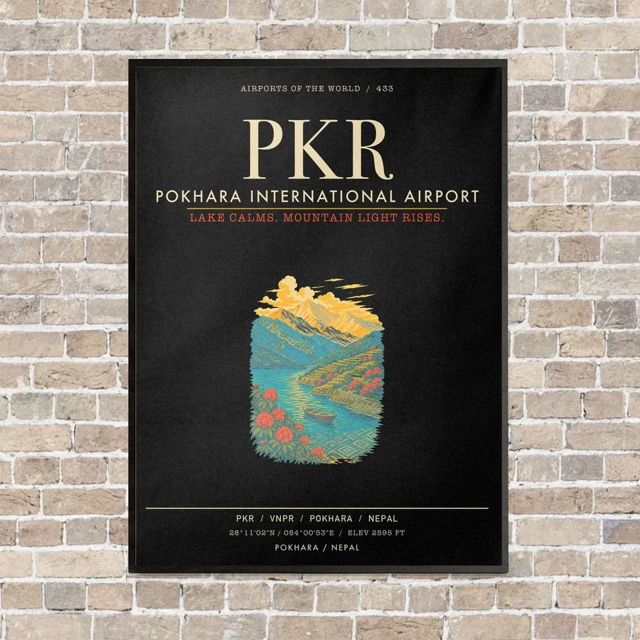 Pokhara International Airport PKR - Canvas Framed - Black