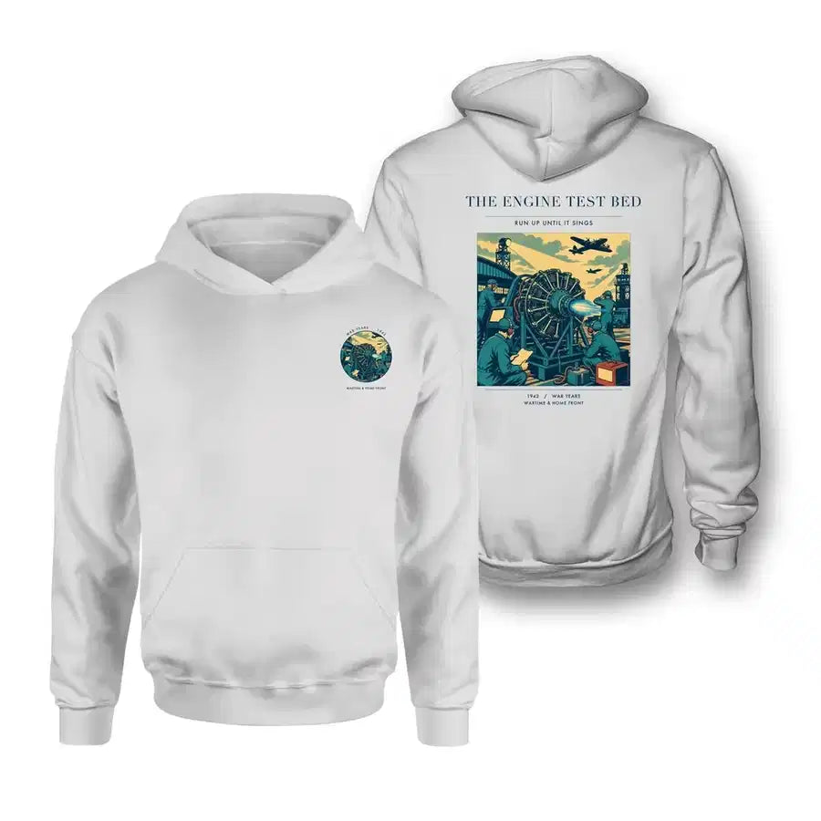 VINTAGE G4520 - The Engine Test Bed - Double-Side Hoodie design on white double side