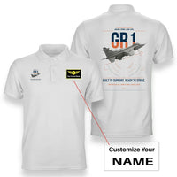 Thumbnail for SEPECAT Jaguar GR1 design on white+name double-side polo t-shirt, double-side print