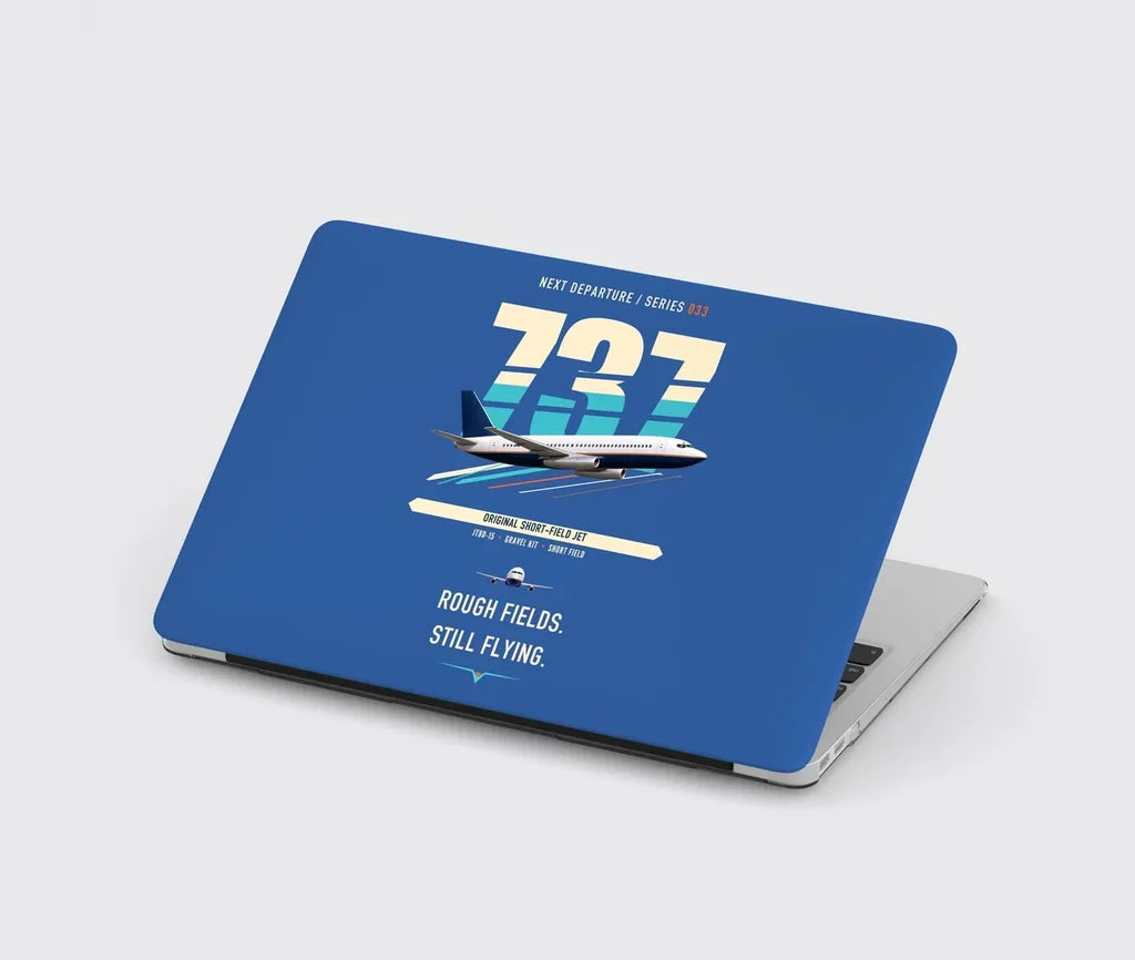Boeing 737-200 design on blue MacBook case
