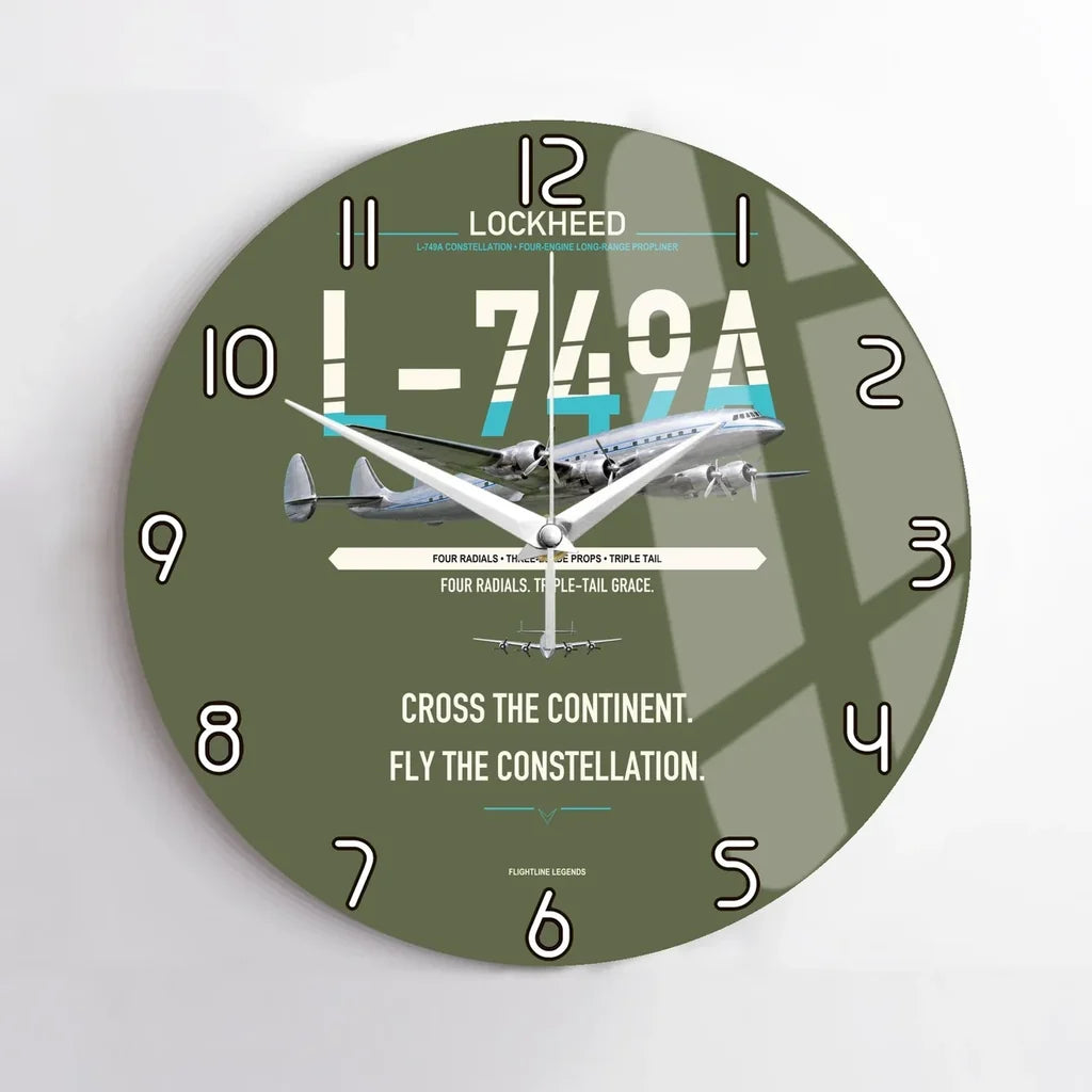 Lockheed L-749A Constellation design on green army no frame wall clock