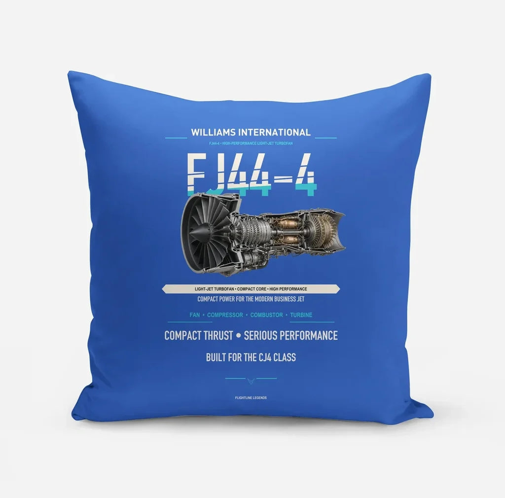 FJ44-4 design on blue pillow