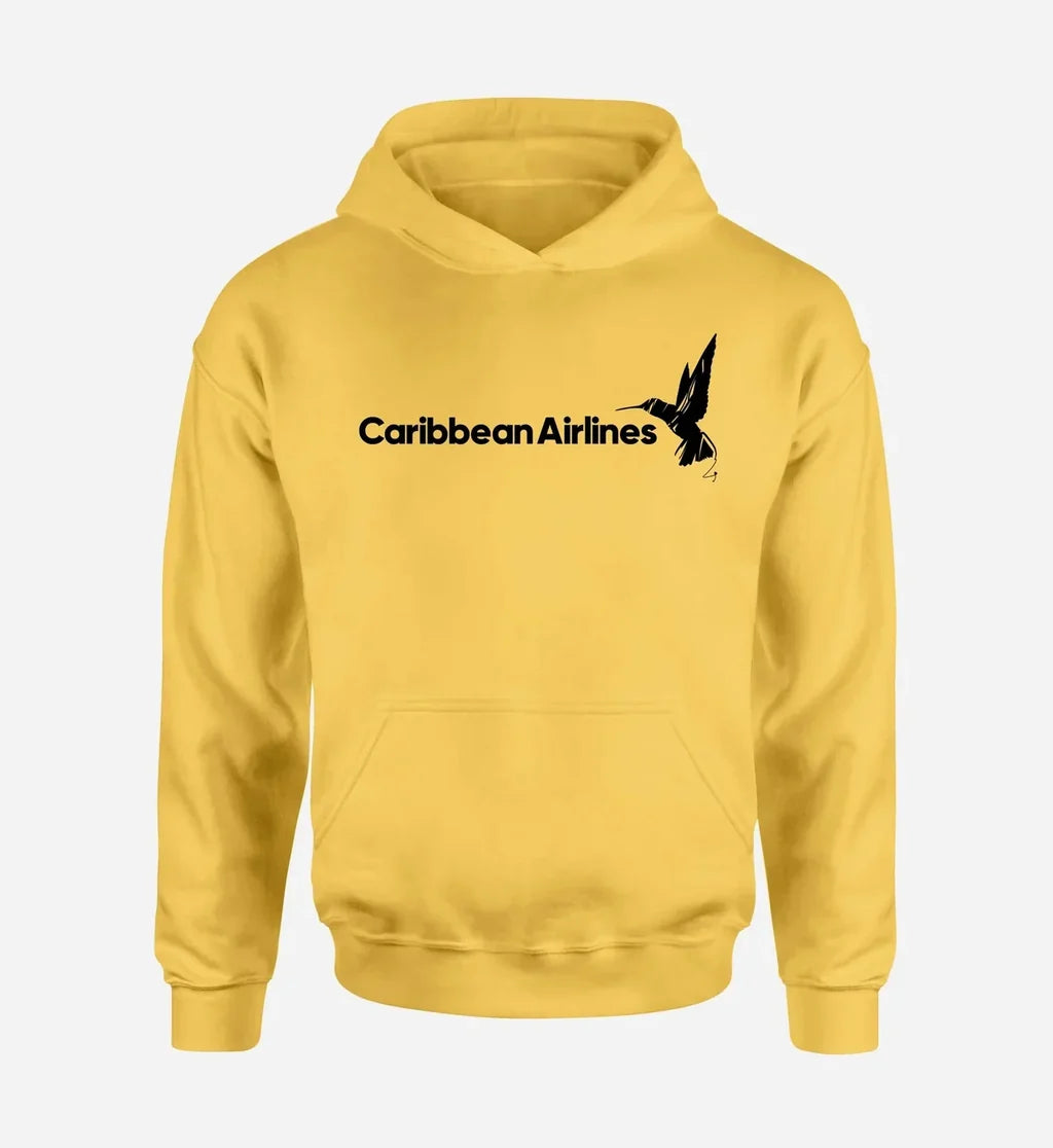 Caribbean Airlines logo printed on yellow hoodie