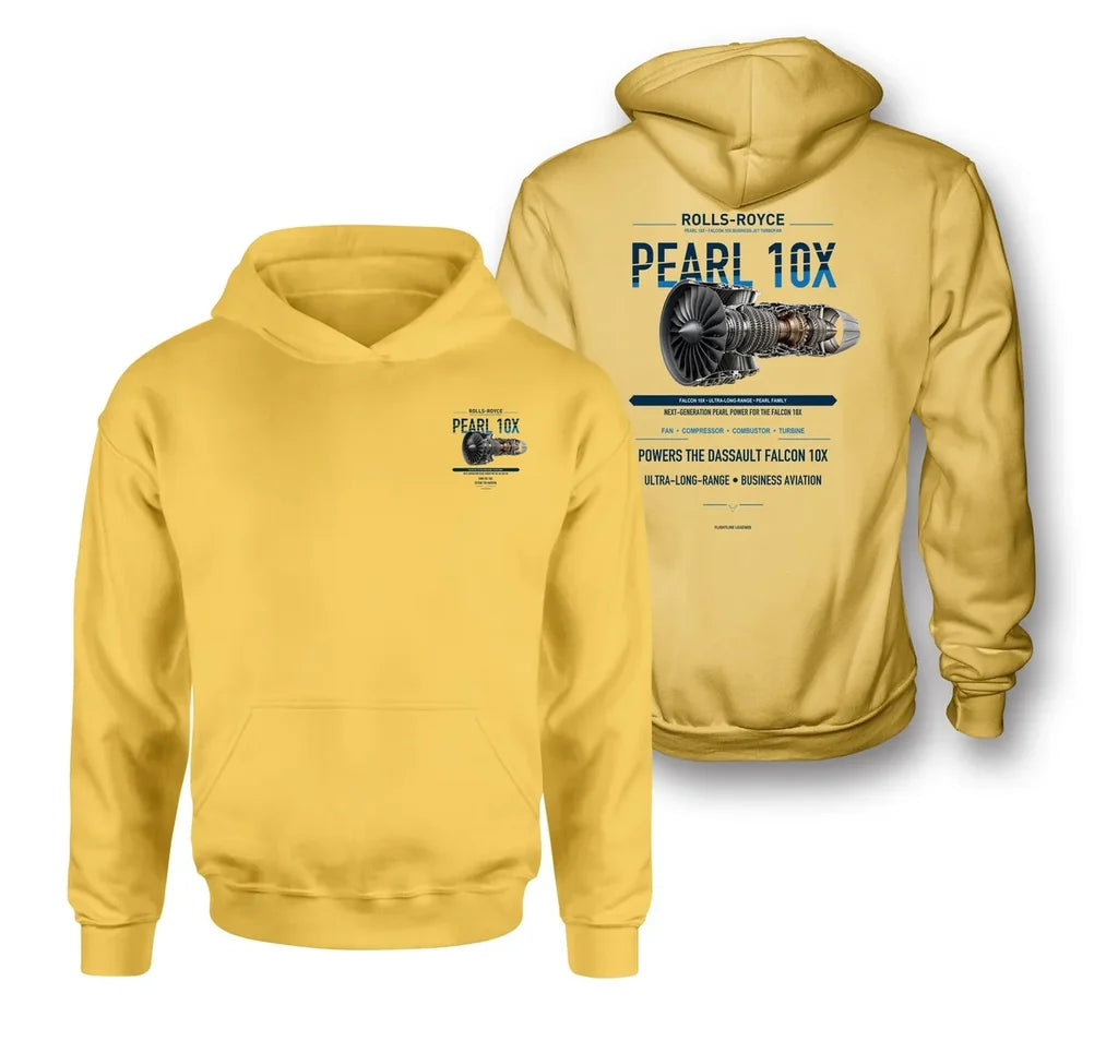 PEARL 10X design on yellow hoodie