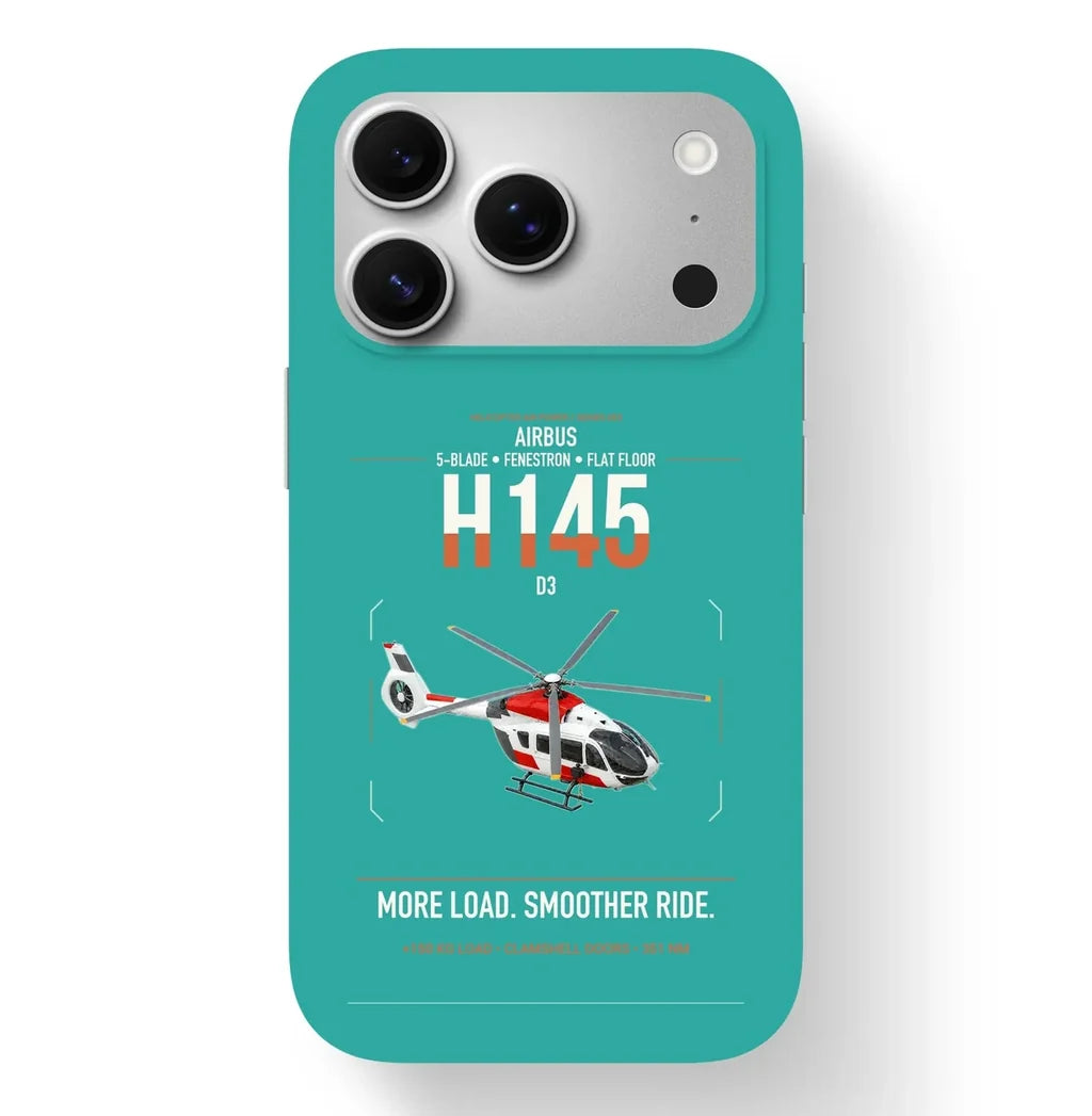 Airbus H145 D3 design on turquoise magsafe iphone case, for iPhone 17 Pro