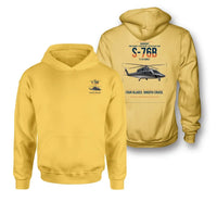 Thumbnail for Sikorsky S-76B design on yellow double-side hoodie, double-side print