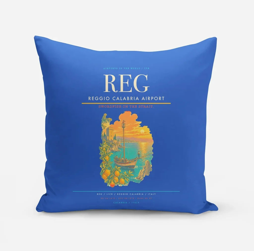 Reggio Calabria Airport (REG) design on blue pillow