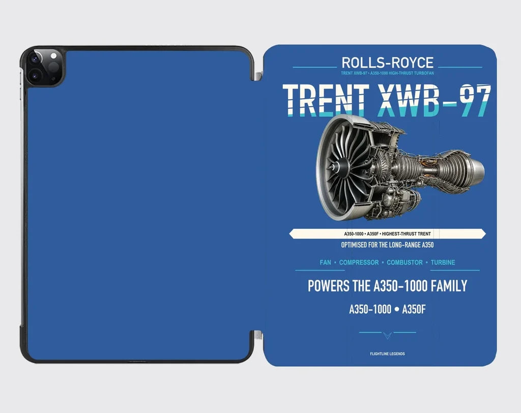 TRENT XWB-97 design on blue ipad tablet case