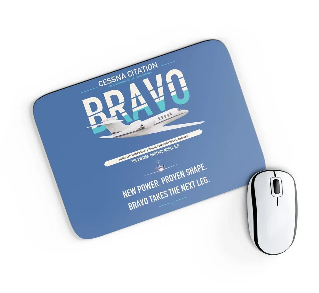 Cessna Citation Bravo design on blue rectangle mouse pad