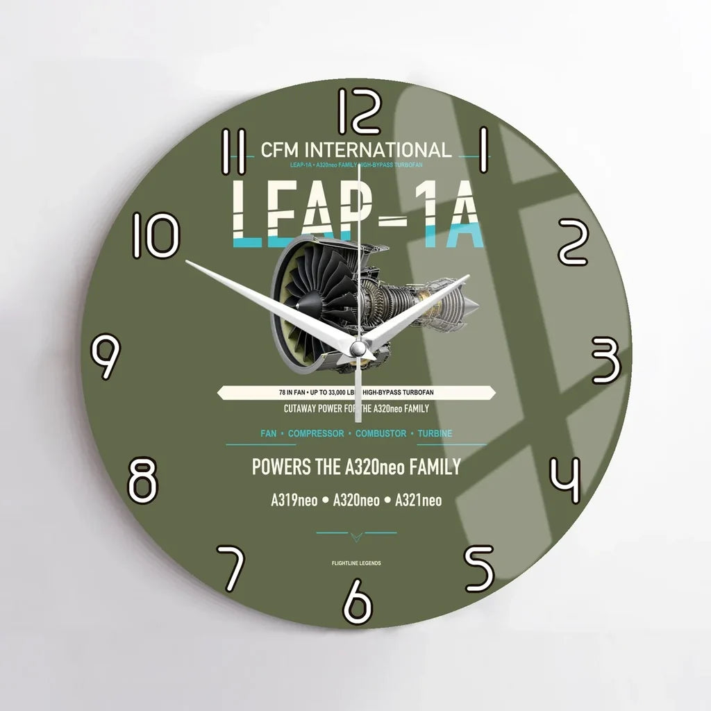CFM LEAP-1A design on green army no frame wall clock