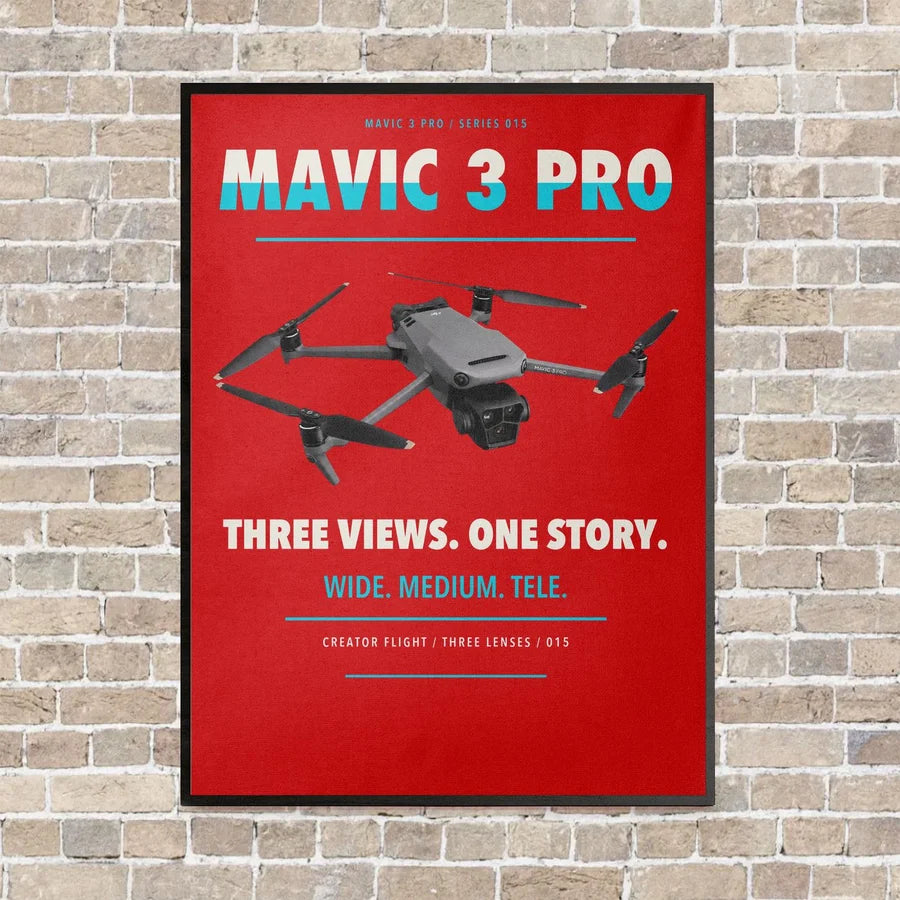 DJI Mavic 3 Pro vertical canvas print - framed - red background