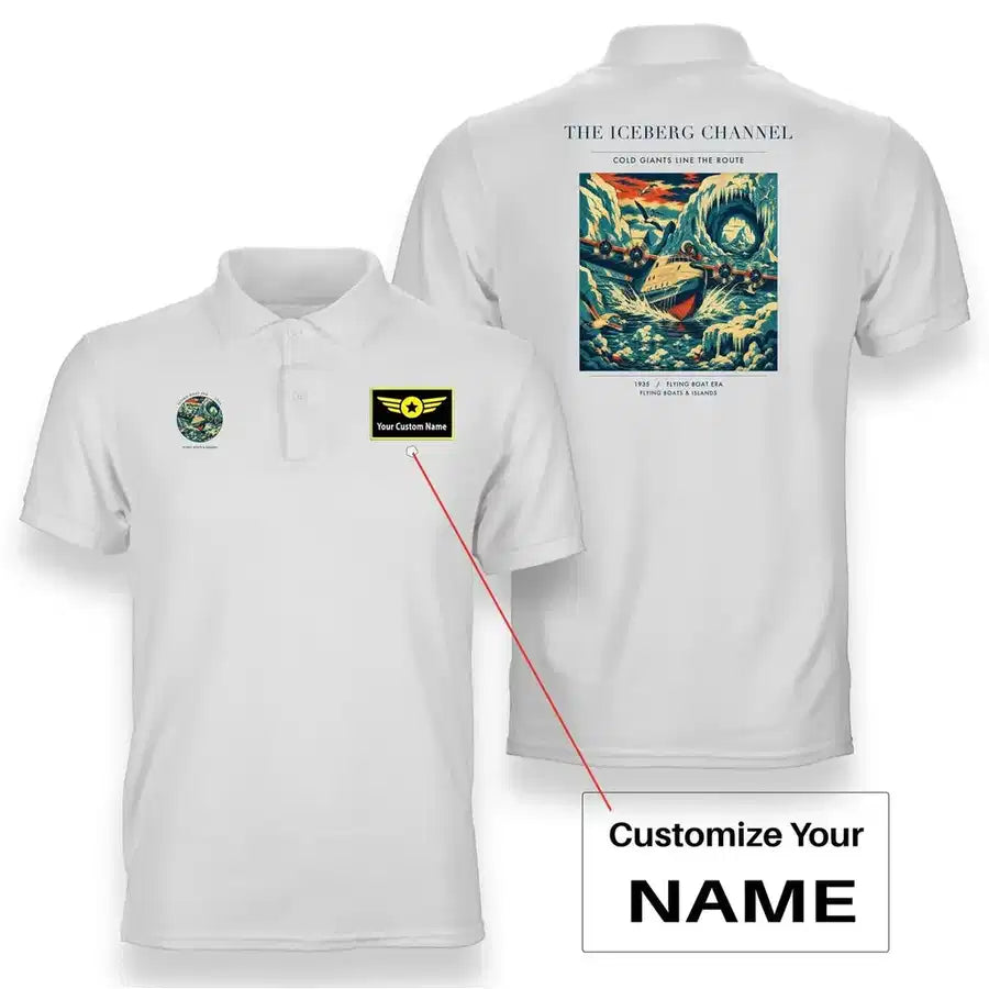 VINTAGE G4276 - The Iceberg Channel - Double-Side Polo T-Shirt design on white+name