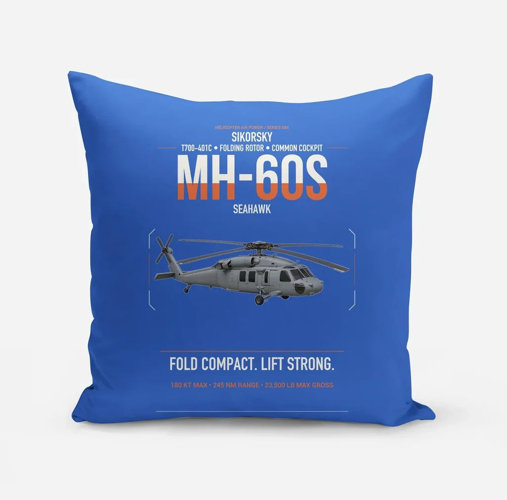 Sikorsky MH-60S Seahawk design on blue pillow