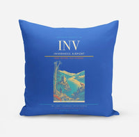 Thumbnail for Inverness Airport (INV) design on blue pillow
