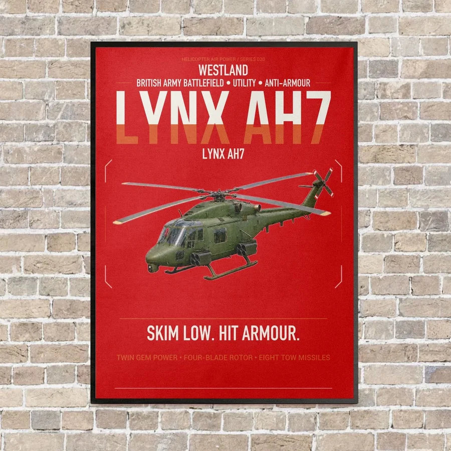 Westland Lynx AH7 vertical canvas print - framed - red background