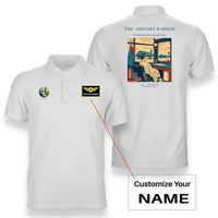 Thumbnail for VINTAGE G4377 - The Airport Barber - Double-Side Polo T-Shirt design on white+name