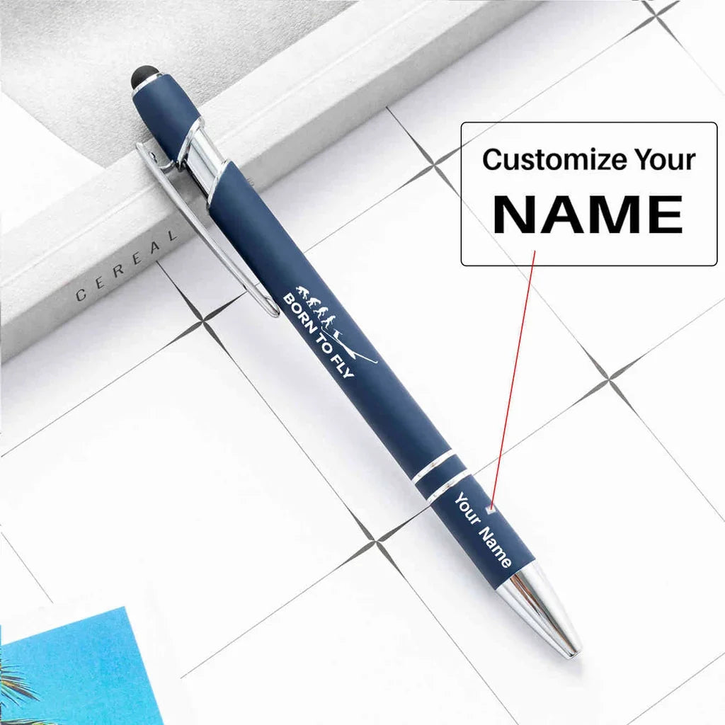 Born To Fly Glider touch pen - navy blue with name