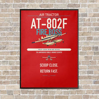 Thumbnail for Air Tractor AT-802F Fire Boss vertical canvas print - framed - red background