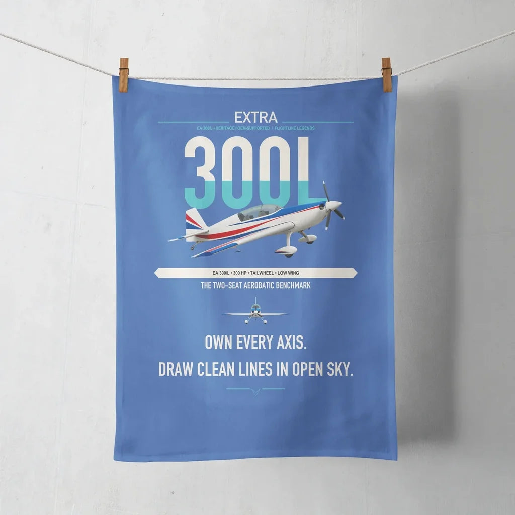 Extra 300L design on blue towel