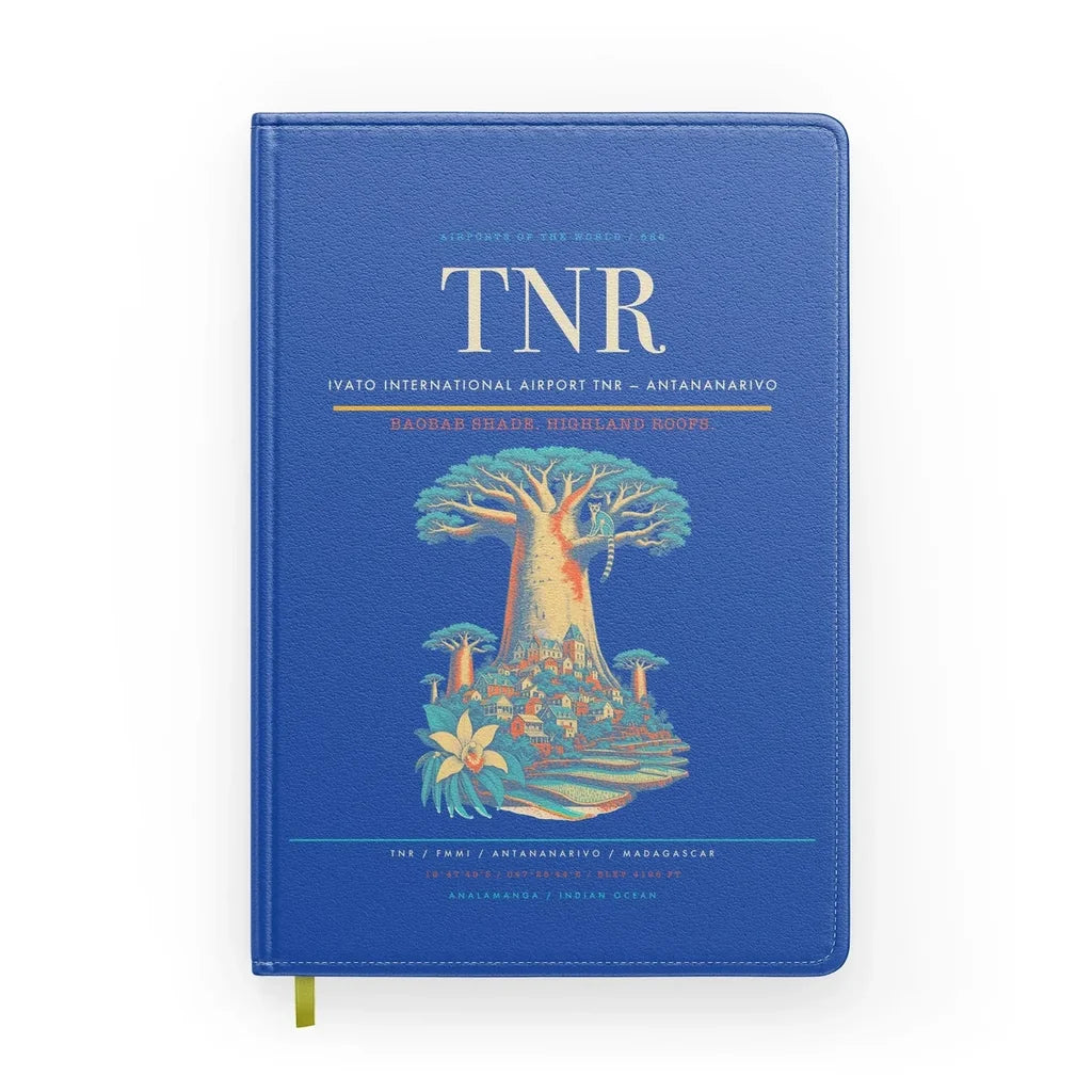 Ivato International Airport (TNR) design on blue notebook