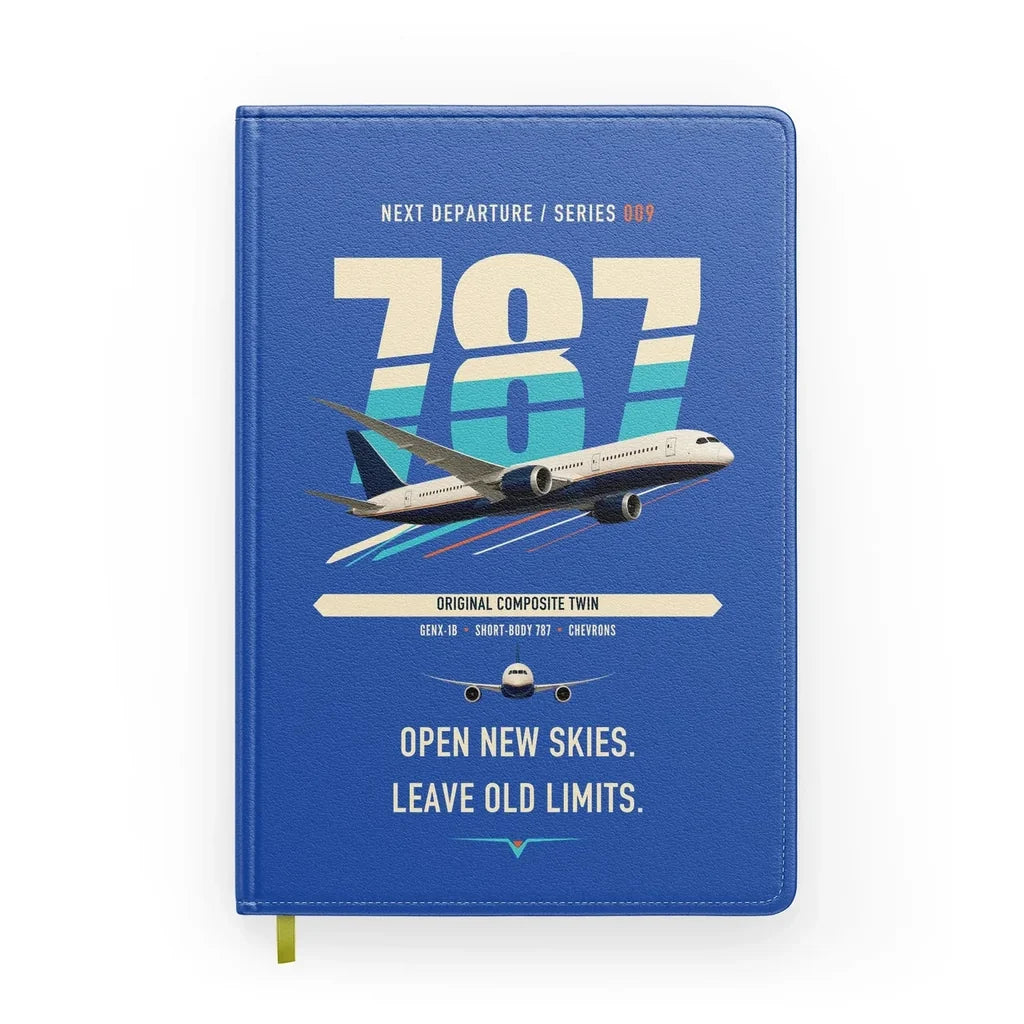 Boeing 787-8 Dreamliner design on blue notebook