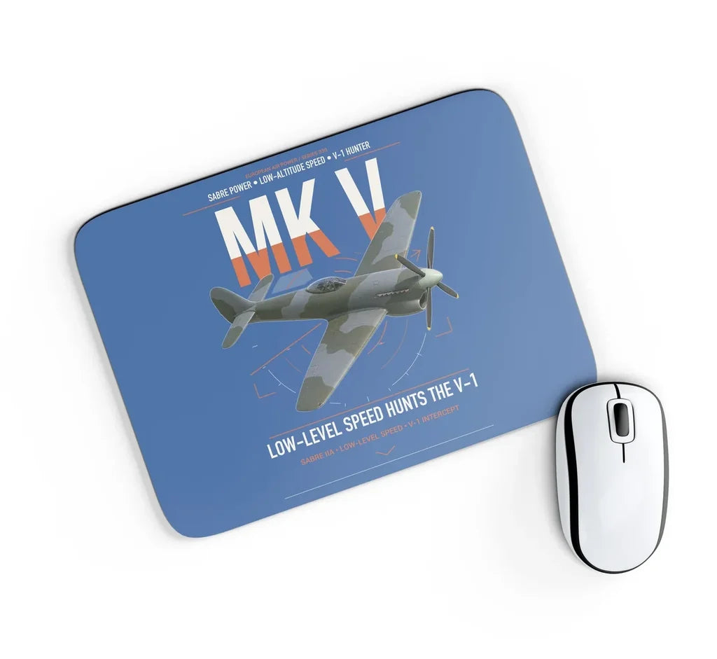 Hawker Tempest Mk V design on blue rectangle mouse pad