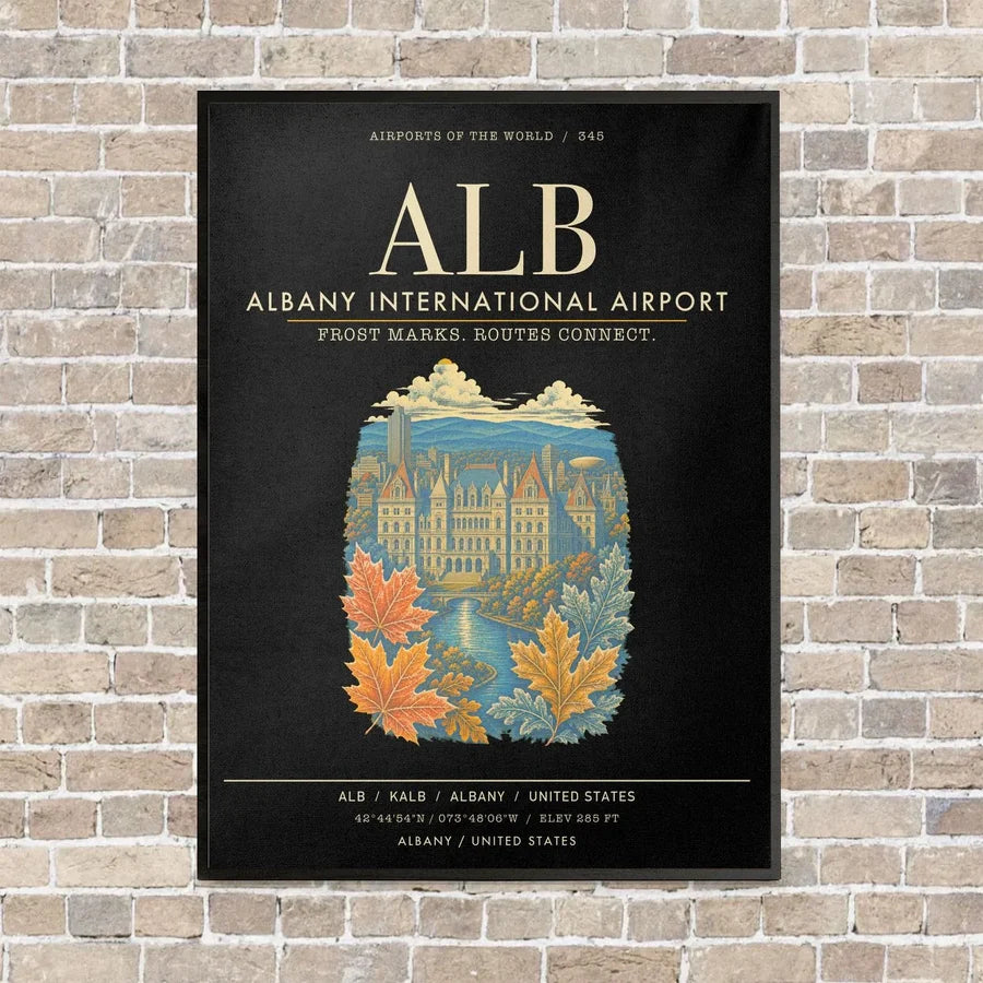 Albany International Airport ALB - Canvas Framed - Black