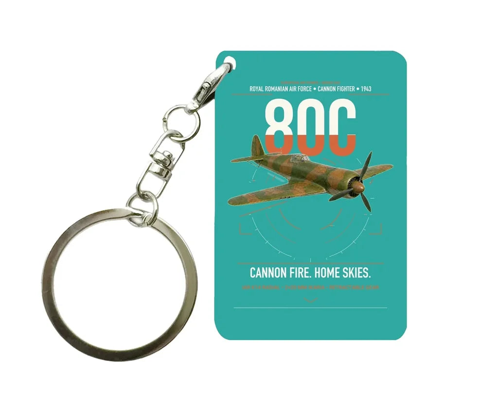 IAR 80C design on turquoise designed key chain, double-side print