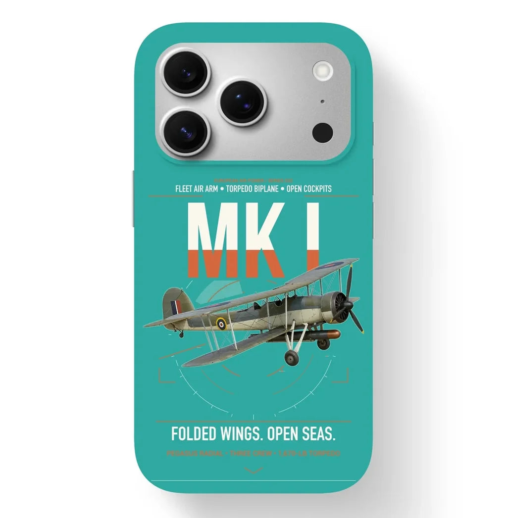 Fairey Swordfish Mk I design on turquoise magsafe iphone case, for iPhone 17 Pro