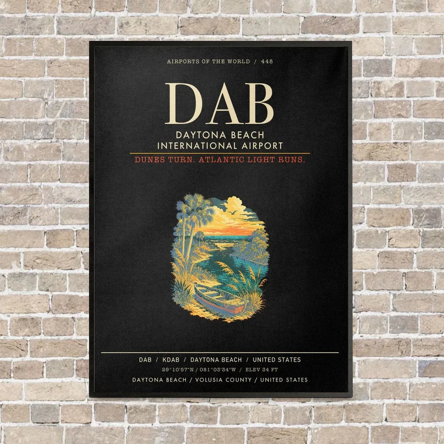 Daytona Beach International Airport DAB - Canvas Framed - Black