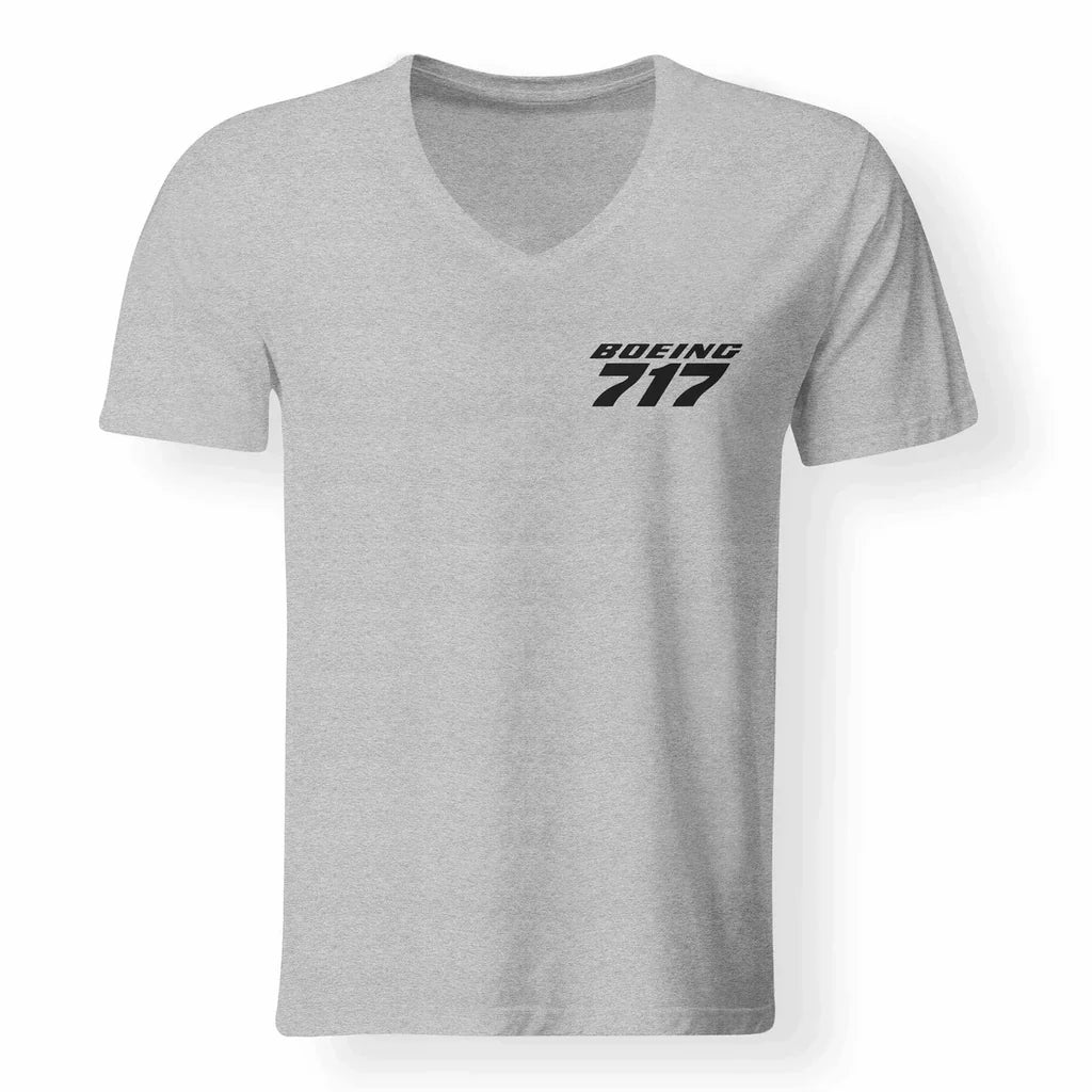 Boeing 717 & Text Designed V-Neck T-Shirts - view 15
