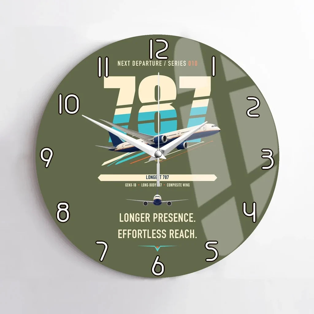 Boeing 787-10 Dreamliner design on green army no frame wall clock