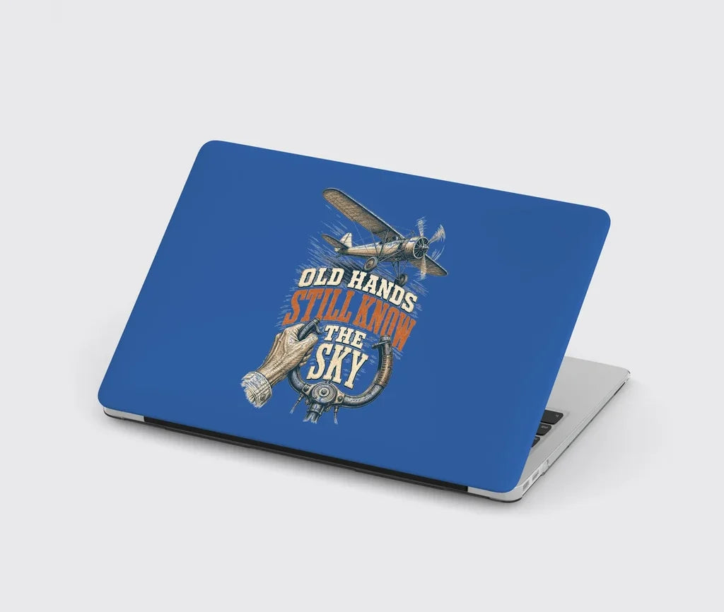 Old Hands Still Know The Sky design on blue MacBook case
