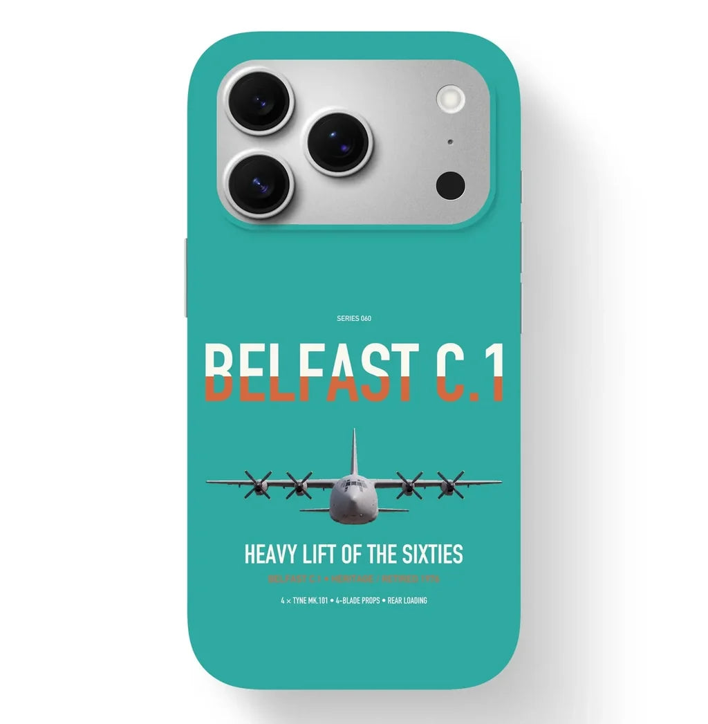 Short Belfast C.1 design on turquoise magsafe iphone case, for iPhone 17 Pro