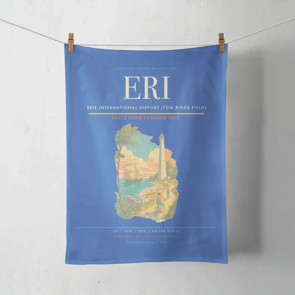 Erie International Airport (Tom Ridge Field) (ERI) design on blue towel