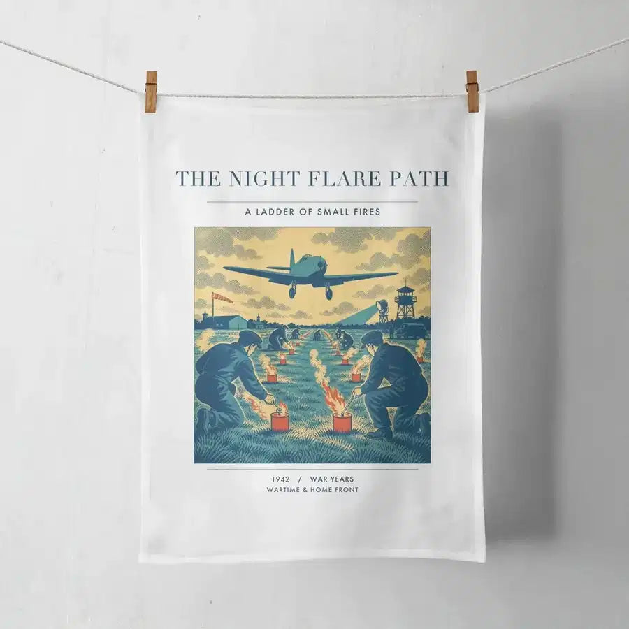 VINTAGE G4525 - The Night Flare Path - Designed Towels design on white