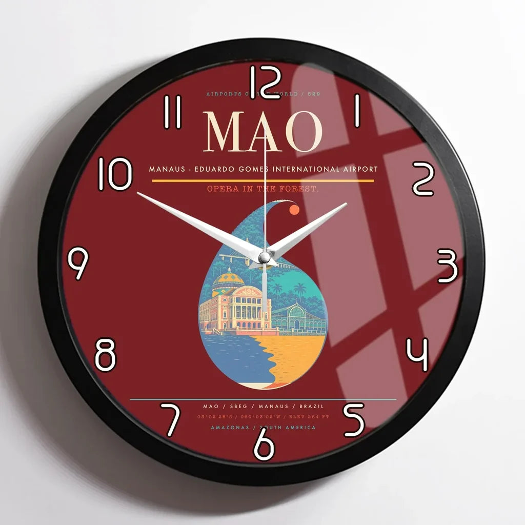 Manaus - Eduardo Gomes International Airport MAO Wall-Clock Framed - Dark Red