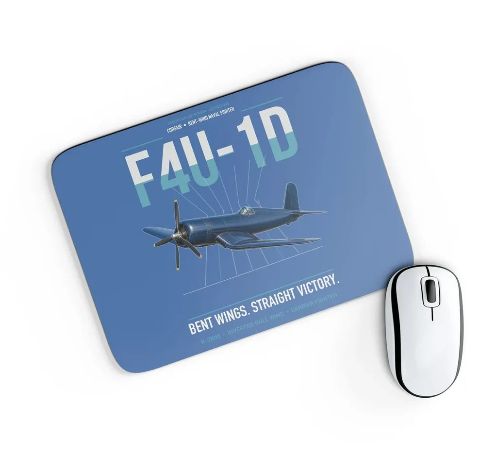 F4U-1D Corsair design on blue rectangle mouse pad