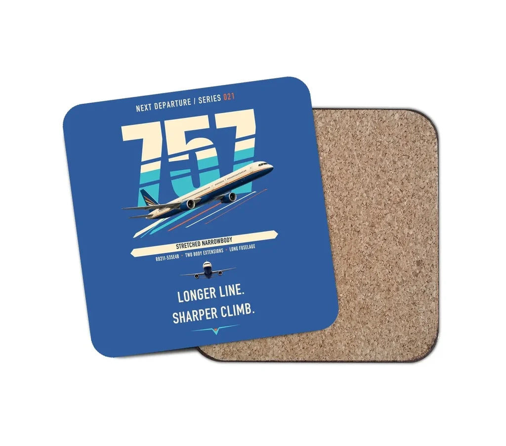 Boeing 757-300 design on blue 1 piece coaster